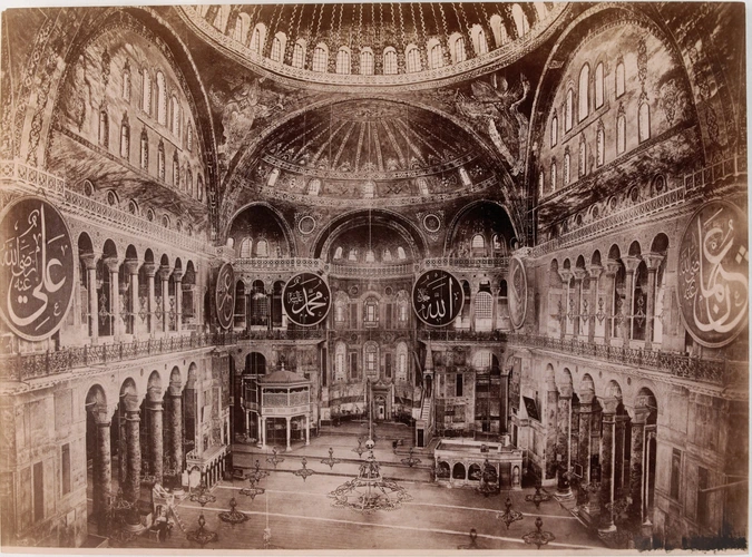 Photo Vintage De Constantinople - Intérieur De Sainte Sophie, Tirage Argentique Original De 1919