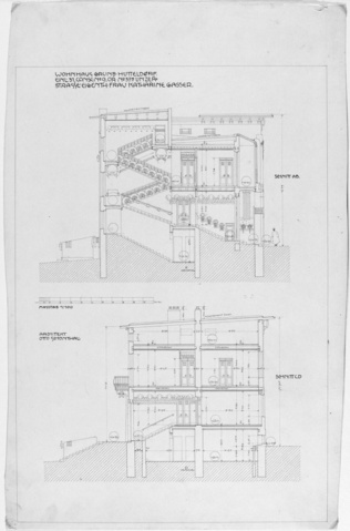 Otto Schönthal - Villa Vojcsik à Vienne, deux coupes