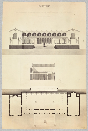 Anonyme - Photographie de dessin : basilique de Palestrina, façade, portique de ...