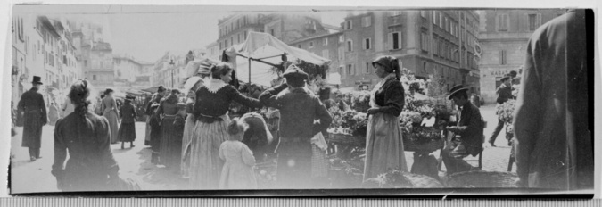 Constant Puyo - Rome, Campo dei Fiori avec statue de Giordano bruno au fond