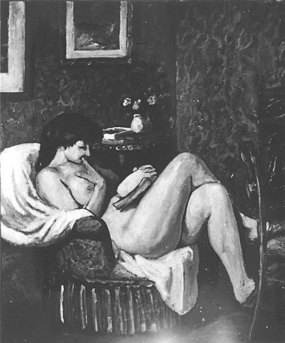Albert André - Femme nue assise lisant