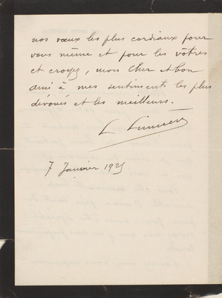 Louis Lumière - Remerciements après décès pour une photographie du disparu, sign...