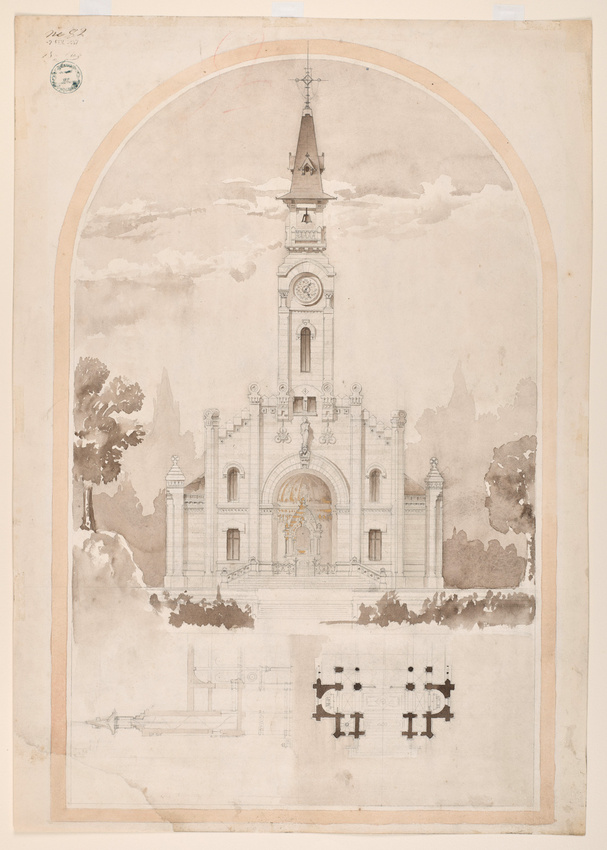 Hector Guimard - Beaux-arts : concours 2ème classe, Le portail d'une église de v...