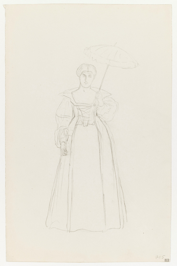 Jean-Léon Gérôme - Personnage féminin en costume historique, de face, tenant un ...