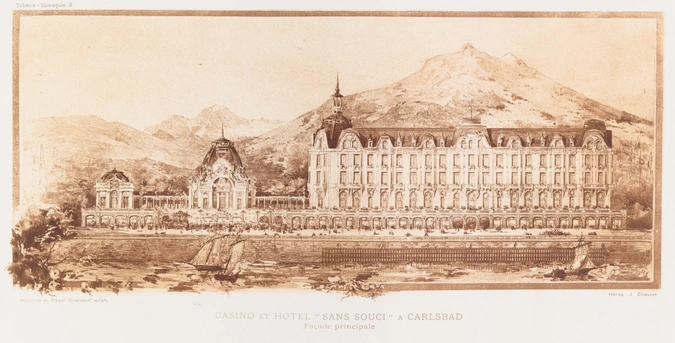Maurice Brandon - Casino et hôtel "Sans Souci" à Carlsbad. Façade principale