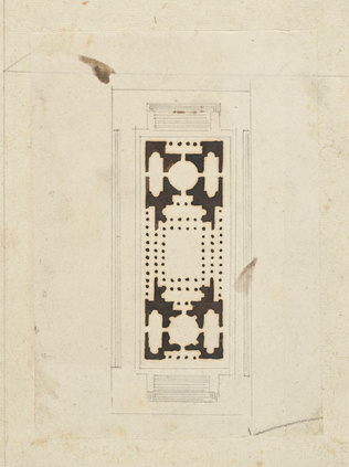 Edouard Villain - Plan centré d’un bâtiment rectangulaire allongé