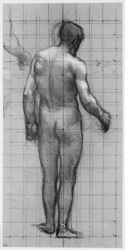 Pierre Puvis de Chavannes - Homme nu, vu de dos, légèrement tourné vers la gauch...
