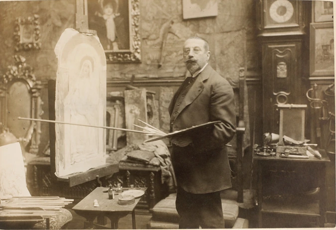 Henri Manuel - Léon Comerre dans son atelier