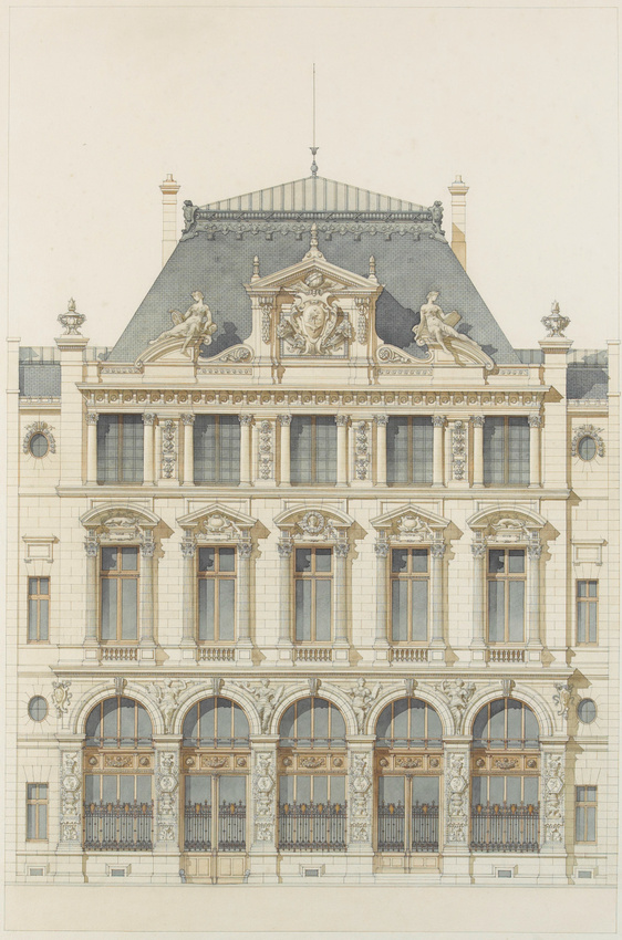 Jean-Camille Formigé - Projet pour le nouvel Hôtel de Ville de Paris, élévation ...