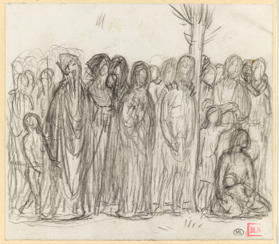 Pierre Puvis de Chavannes - Groupe de personnages, dont un évêque, près d'un arb...