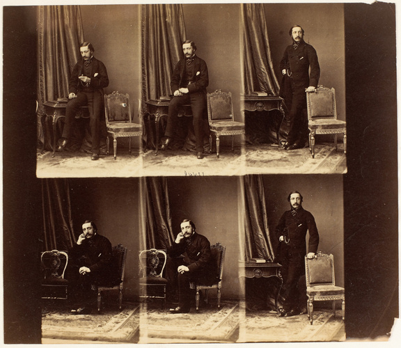 André Adolphe Eugène Disdéri - Lord Vivian en six poses, quatre en pied, deux as...