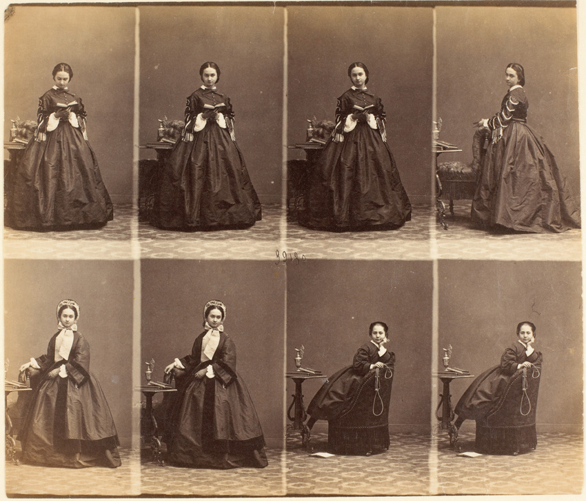 André Adolphe Eugène Disdéri - Mlle Lorne en huit poses en pied