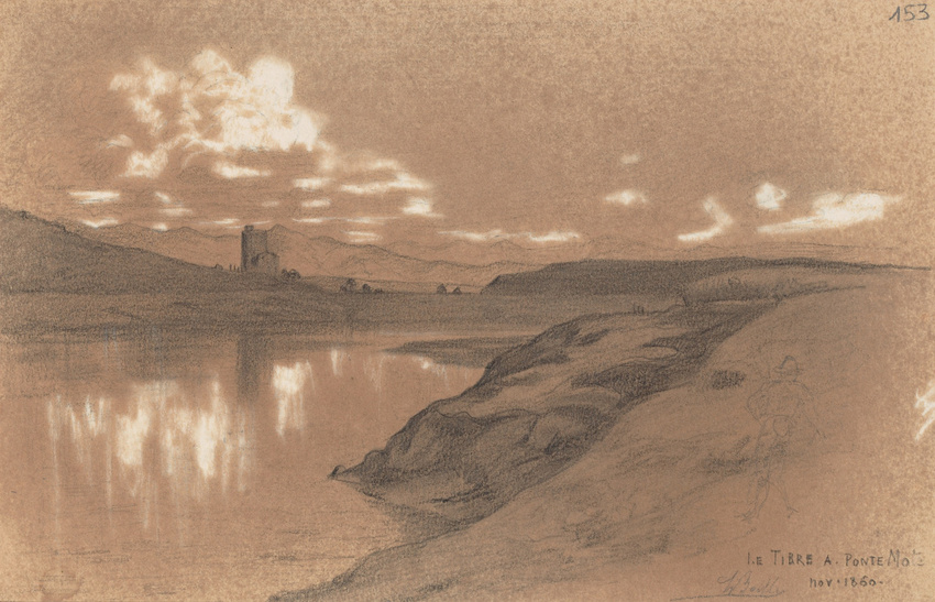 Louis Boitte - La Campagne romaine, le Tibre à Ponte Molle