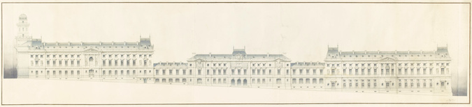 Projet de reconstruction de la Sorbonne, façades sur la rue Saint-Jacques