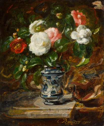 Eugène Baudin - Camélias dans un vase