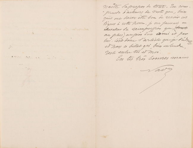 Nadar - Lettre de Félix Nadar adressée à Claretie