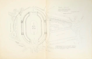 Jean-Camille Formigé - Projet d'aménagement de la Porte Maillot, plan de l'avant...