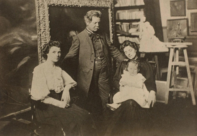 Anonyme - Eugène Carrière avec ses filles, Elise et Nelly, et sa petite-fille, N...