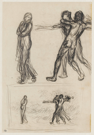 Jean-François Millet - Deux hommes se disputant une jeune femme