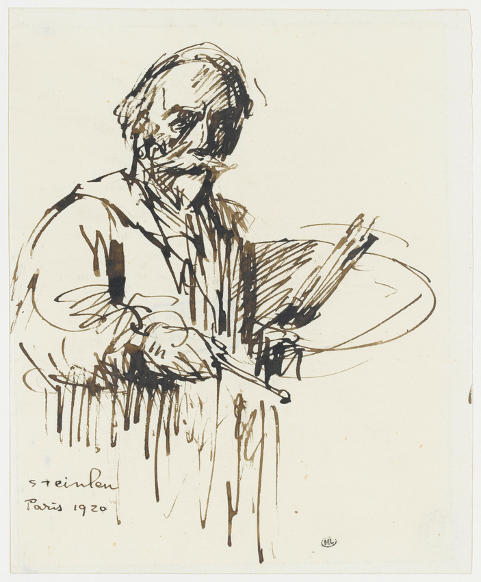 Théophile Alexandre Steinlen - Autoportrait en buste, palette en main