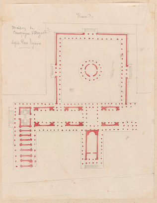 Edouard Villain - Plan de la maison de campagne d’Auguste, Rome, d’après Poro Li...