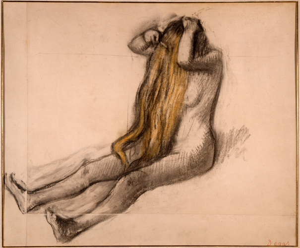 Edgar Degas - Femme nue, assise par terre, se peignant