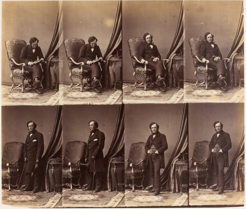 André Adolphe Eugène Disdéri - M. Aspinwall en huit poses, quatre assis, quatre ...