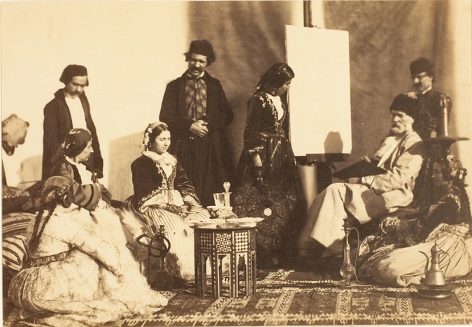 Henry Sauvaire - Portrait de Camille Rogier et de ses amis au salon, Beyrouth