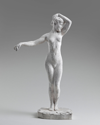 Jeune femme nue debout, le bras gauche posé sur la tête