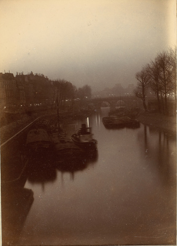 Gabriel Loppé - Le Petit Bras de la Seine au crépuscule en hiver, le Pont Neuf v...