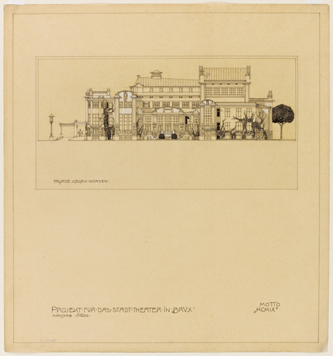 Marcel Kammerer - Projet pour le théâtre de la ville de Brüx, élévation latérale...
