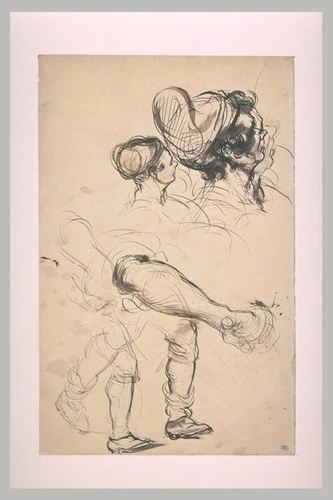 Alfred Dehodencq - Etudes de la tête d'un sans-culotte, de son bras et de ses ja...