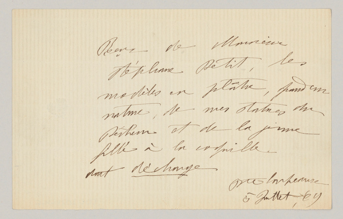Jean-Baptiste Carpeaux - Reçu signé Jean-Baptiste Carpeaux