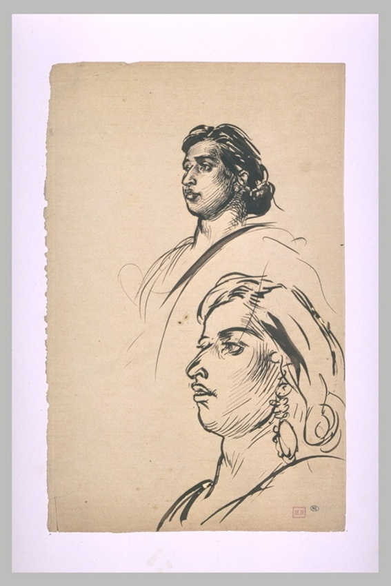 Alfred Dehodencq - Deux femmes, en buste, tournées vers la gauche