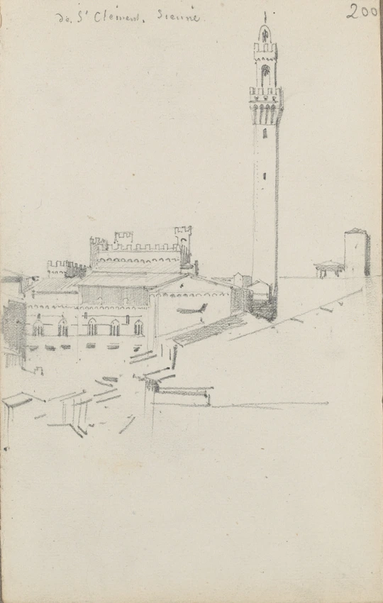 Louis Boitte - Sienne, le Palais Vieux et la tour du Mangia, vus de l'église Sai...