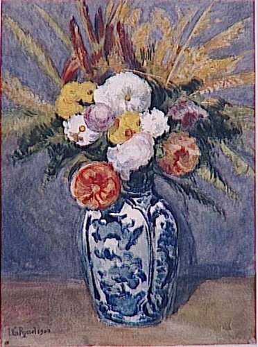 Paul Gachet - Bouquet de fleurs, dans un vase bleu et blanc