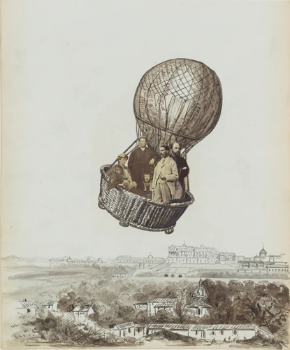 Georgiana Louisa Berkeley - Ballon et vue de Madrid, avec le Palais Royal