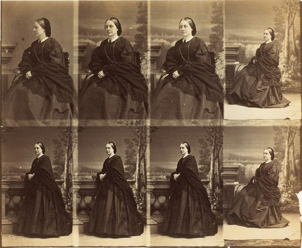 André Adolphe Eugène Disdéri - Vicomtesse Cranley en huit poses, cinq assise, tr...
