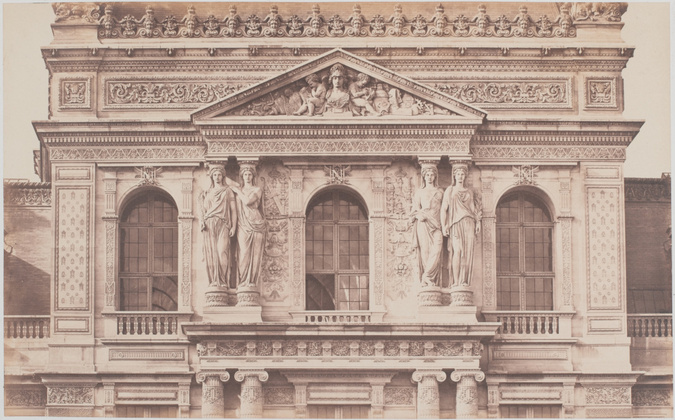 Édouard Baldus - La Façade du second étage du pavillon de la Bibliothèque, palai...