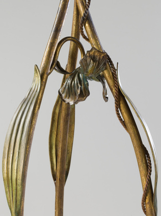 Anonyme - Lampadaire sur pied à décor de roseaux et libellules