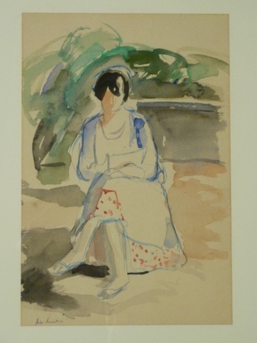 Albert André - Jacqueline dessinant