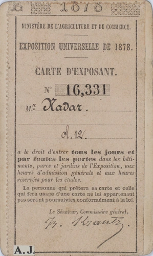 Nadar - Carte d'exposant de Nadar