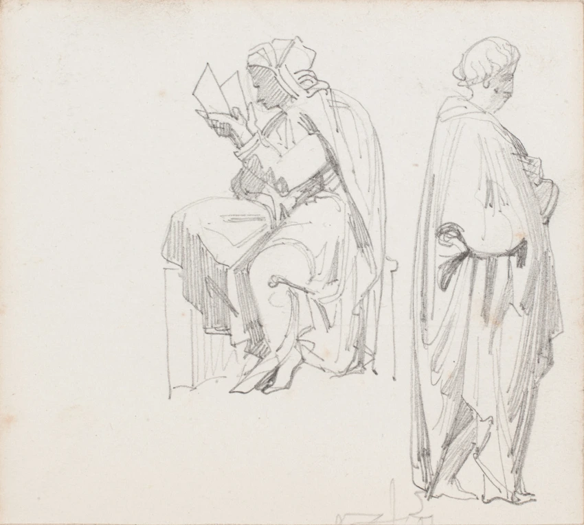 Etude de personnages, deux croquis - Edouard Villain