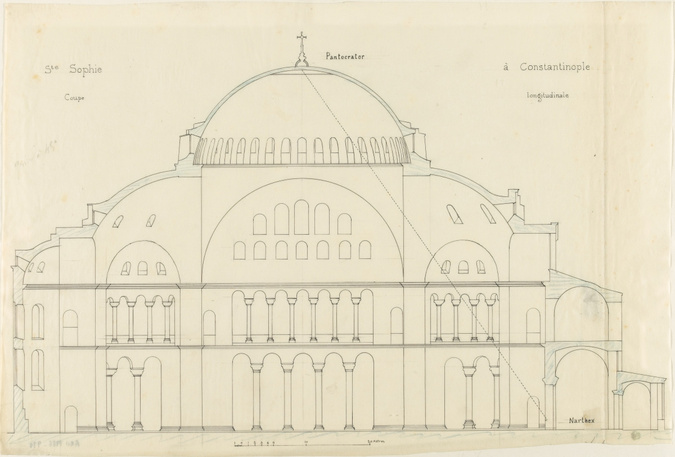 Eglise Sainte-Sophie de Constantinople, coupe longitudinale