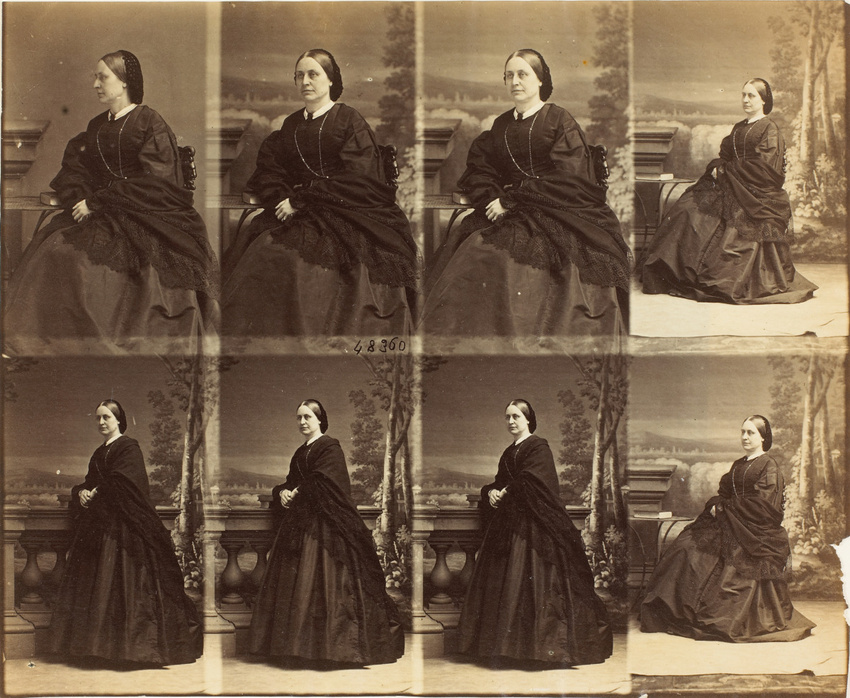 André Adolphe Eugène Disdéri - Vicomtesse Cranley en huit poses, cinq assise, tr...