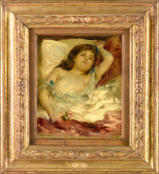 Femme demi-nue couchée : la rose - Auguste Renoir