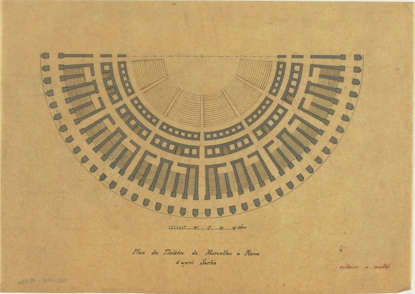Alphonse Gosset - Plan du théâtre de Marcellus à Rome d'après Serlio