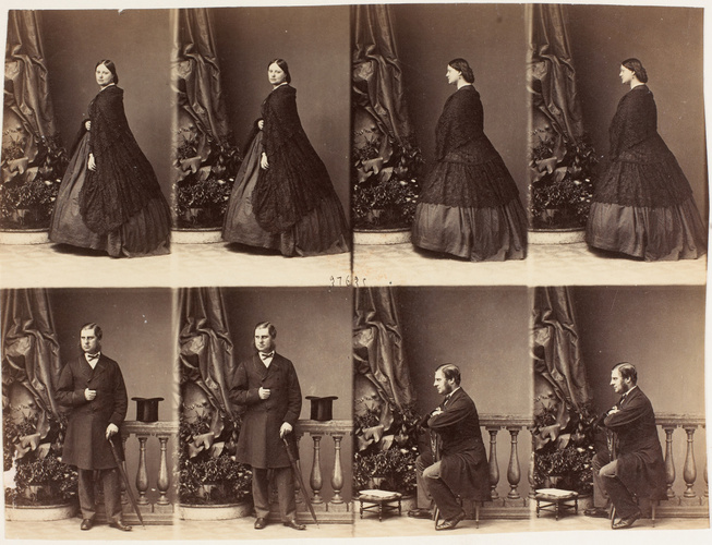 André Adolphe Eugène Disdéri - M. et Mme. Barnard en huit poses, quatre madame, ...