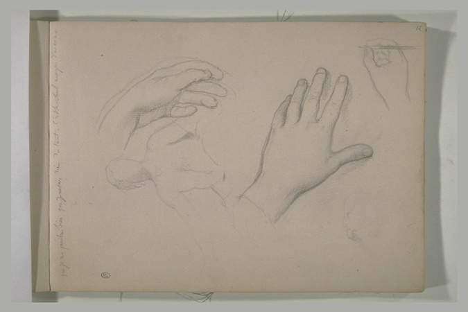 Edgar Degas - Etude de mains et silhouette d'homme