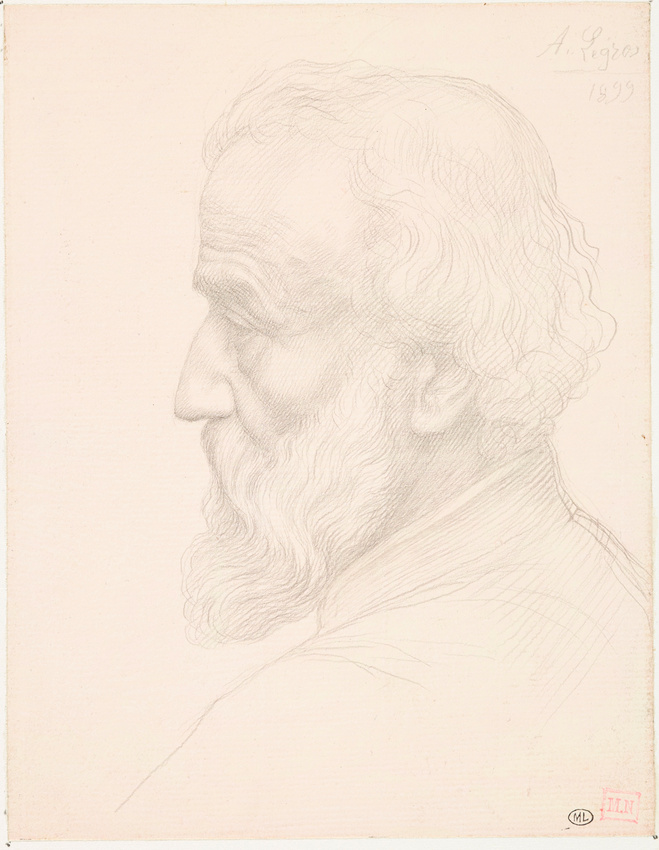Alphonse Legros - Tête d'homme âgé, aux longs cheveux ou autoportrait de profil